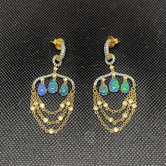Jewelry Stunning Australian Black Opal Chandelier Earrings Poshmark